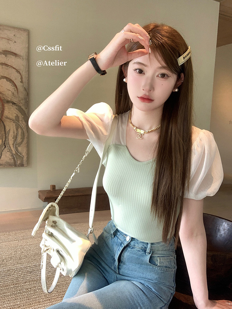 芭蕾core拼纱+系带纱裙套装