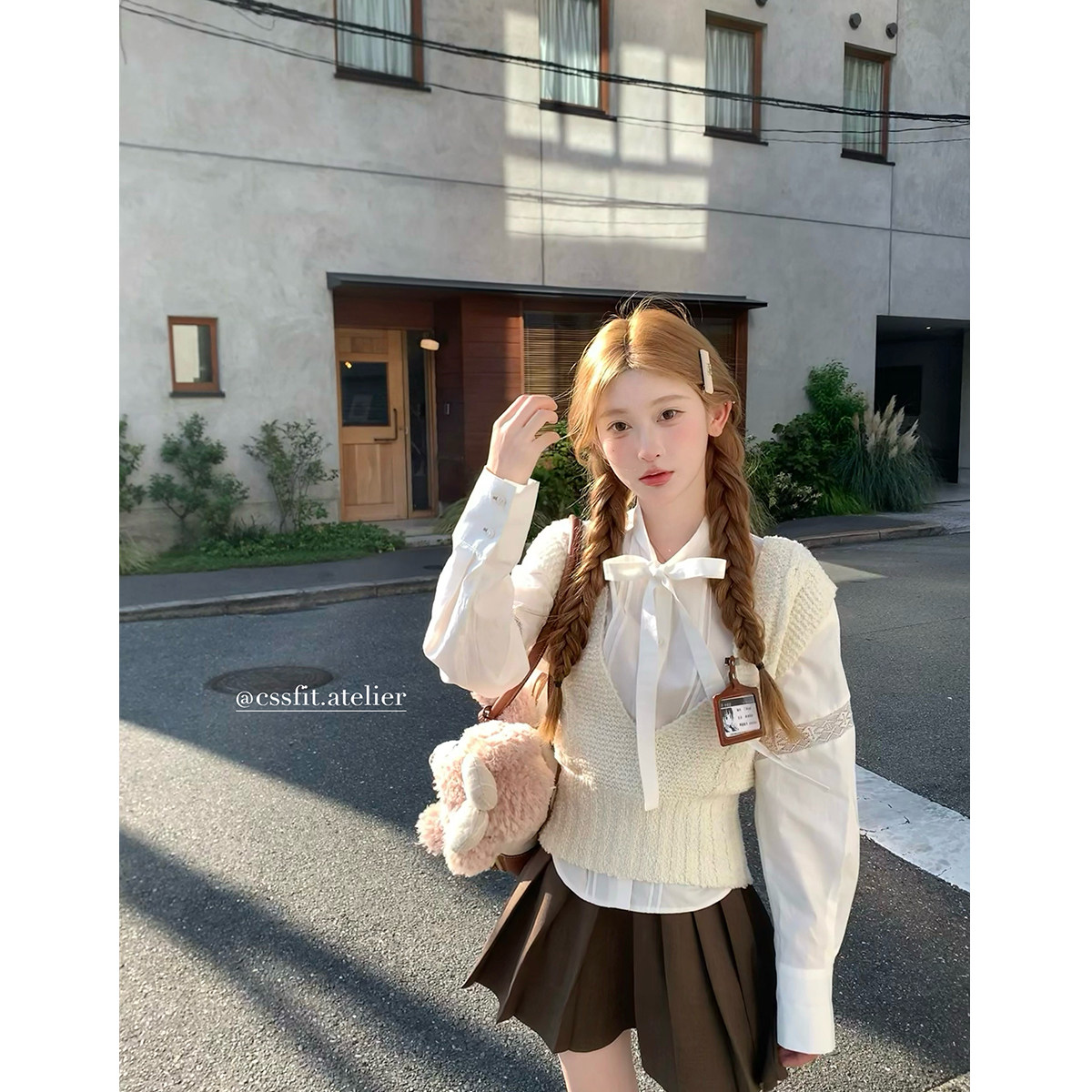 长袖迟伞伞蝴蝶结衬衫简约百搭