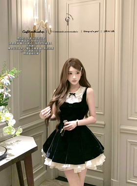 迟伞伞26/ss 午夜黑钻 jory*赵露思无袖丝绒/tr蓬蓬连衣裙双版本