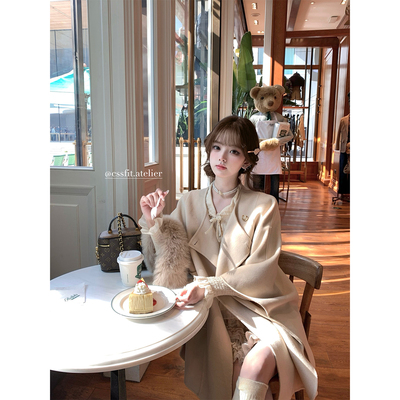 迟伞伞手工羊毛双面呢斗篷外套