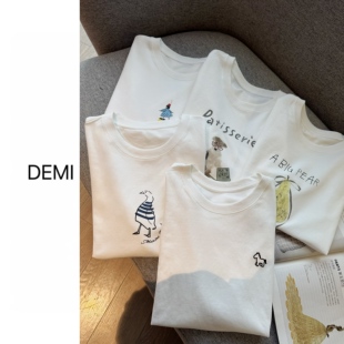 基础印花百搭卡通T恤简约休闲短袖 MISS 新款 春季 F1711 RUILI定制