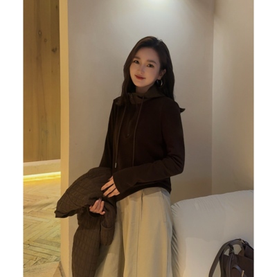 MISS RUILI定制   新款简单休闲百搭叠穿日常通勤连帽卫衣F2643