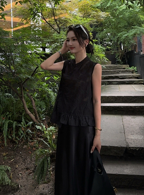 MISS RUILI定制   新款复古气质温婉简约低调国风无袖上衣F2229