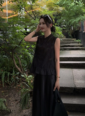 MISS RUILI定制   新款复古气质温婉简约低调国风无袖上衣F2229