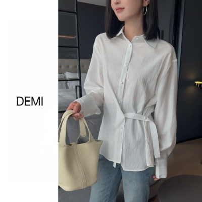 MISS RUILI定制  春季新款基础纯色宽松大版防晒高级衬衫F1712