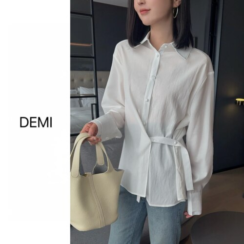 春季新款基础纯色宽松大版防晒高级衬衫F1712