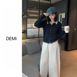 韩系宽松减龄学院派POLO针织上衣F1691 早春新款 MISS RUILI定制