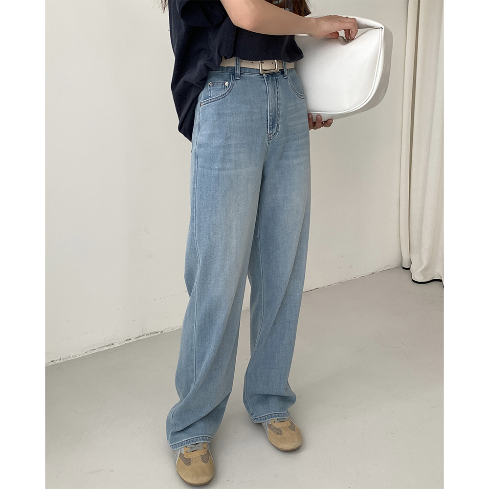 高腰显瘦百搭直筒阔腿牛仔裤