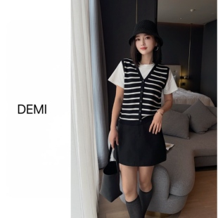 别致撞色假两件短袖 MISS 新款 春季 T恤气质上衣F1748 RUILI定制