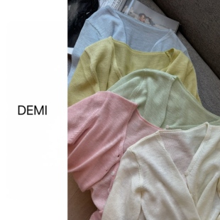 简约单排扣针织开衫 早春新款 轻薄防晒外套F1735 RUILI定制 MISS