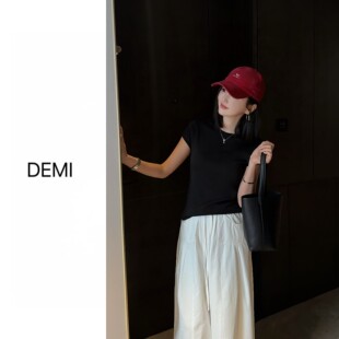 基础纯色搭配舒适T恤正肩短袖 MISS 新款 春季 上衣F1805 RUILI定制