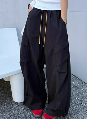 MISS RUILI 定制 夏季百搭宽松显瘦松紧腰抽绳工装裤F0842