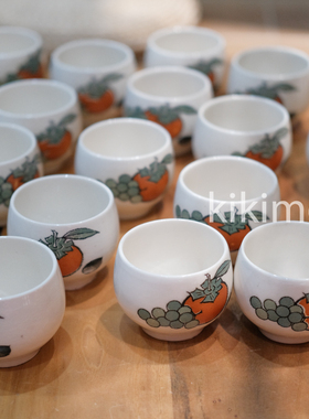 1431-4-7日本制柿柿如意杯茶杯有冰裂纹，介意勿拍