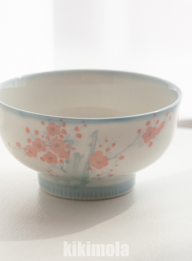 ⭐清库存|日本制名窑手写款梅花饭碗餐具素雅花卉