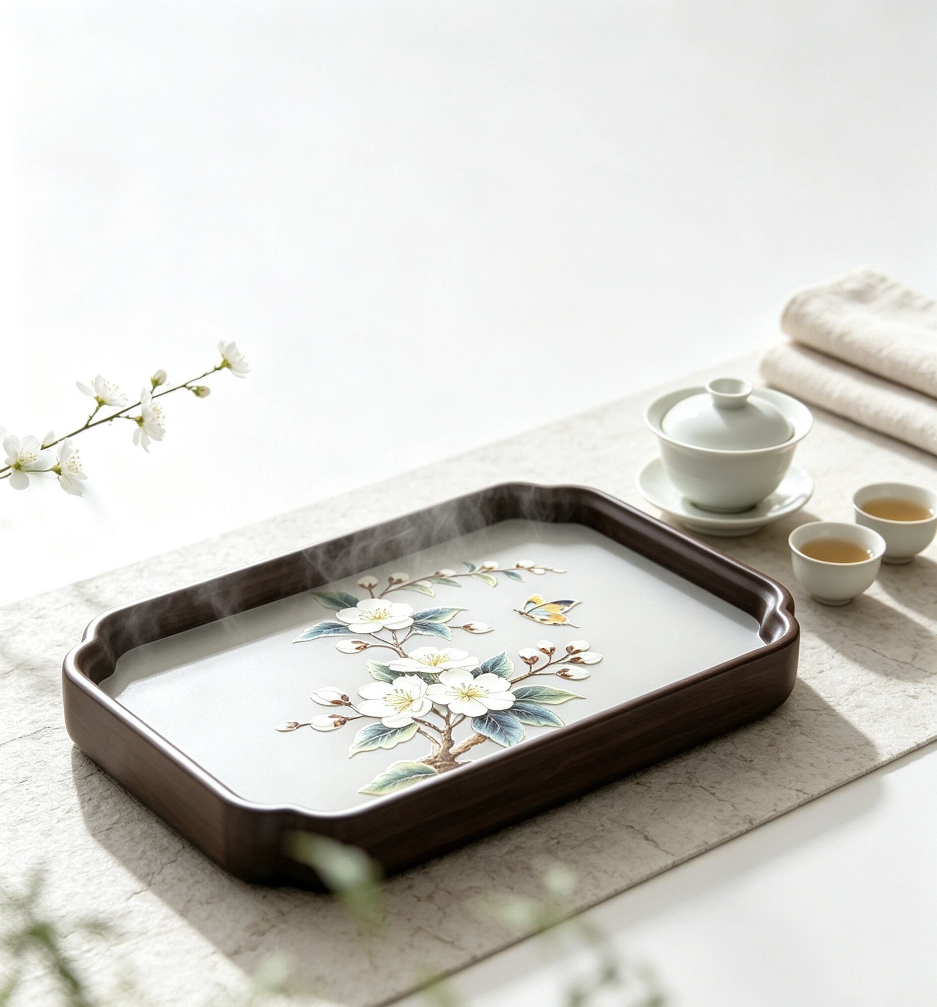 轻奢中式玻璃茶盘2026新款家用托盘客厅茶具简约茶室水果盘点心盘