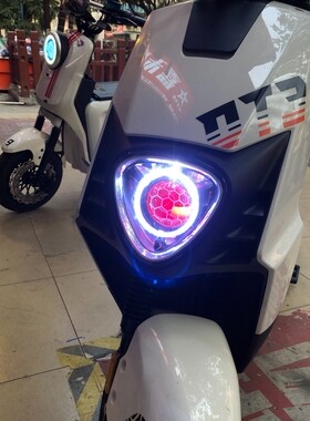 雅迪DT3 DT8电动车前大灯总成爆改3寸激光LED透镜天使眼改装配件
