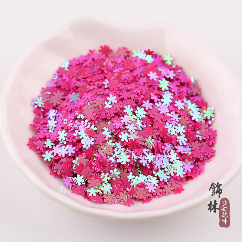 美甲填充物亮片4mm七彩梅花 雪花小梅花形diy手工材料亮片一包
