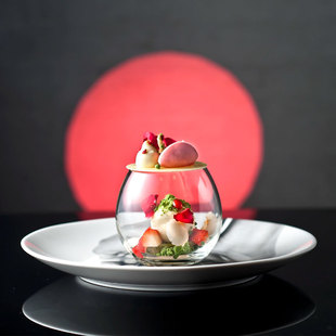 位上分子料理透明玻璃水晶双层干冰意境碗沙拉碗水果甜品碗盛汤碗