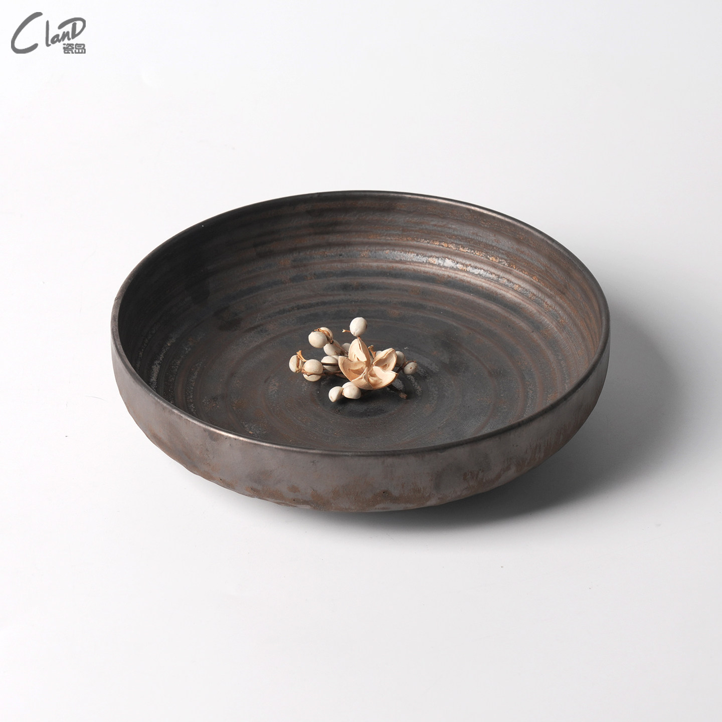 陶瓷餐具圆盘复古磨砂釉西餐盘餐厅创意汤盘内旋纹盘子碗仿古做旧