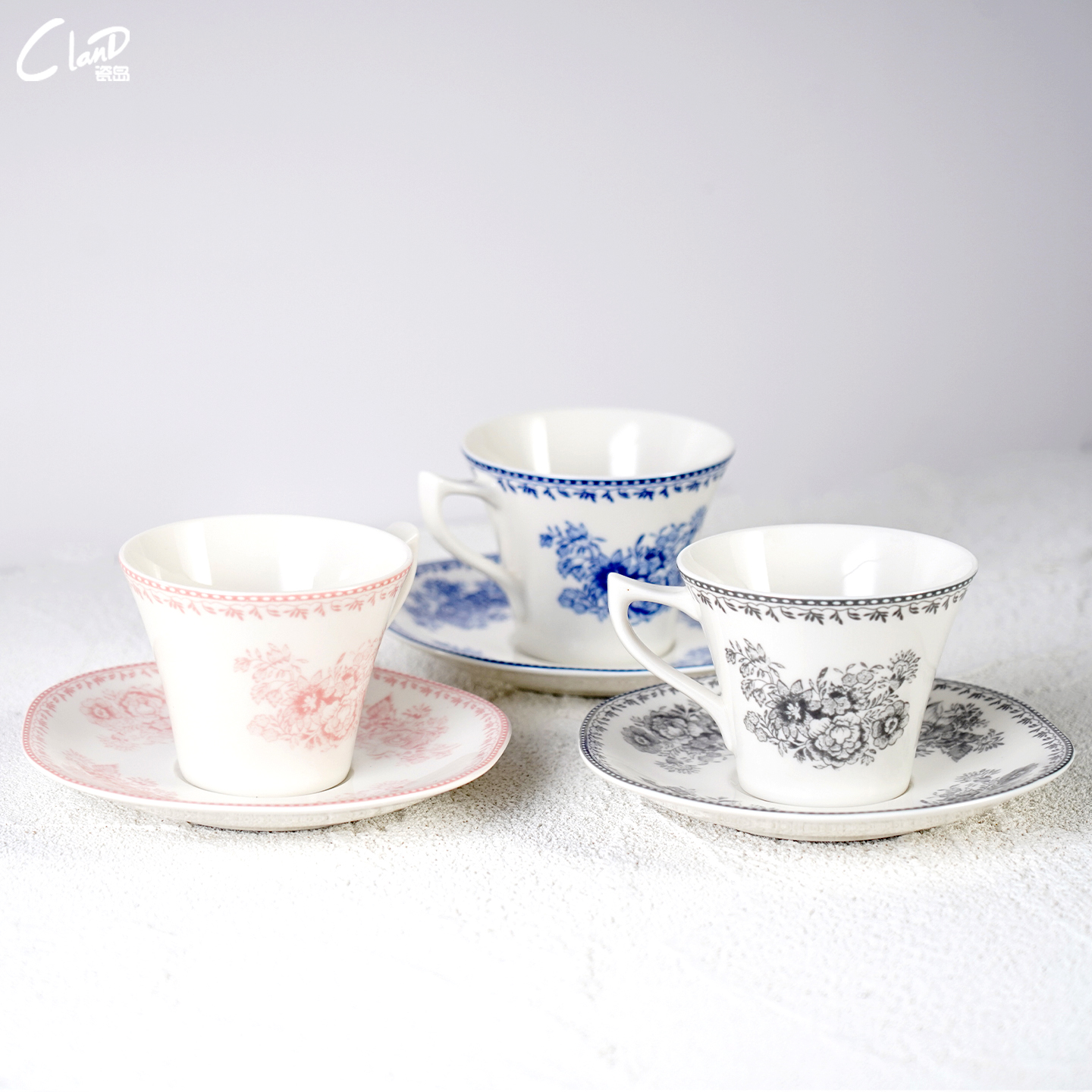 高端陶瓷咖啡杯碟套装下午茶杯碟欧式复古杯碟陶瓷杯咖啡店甜点碟