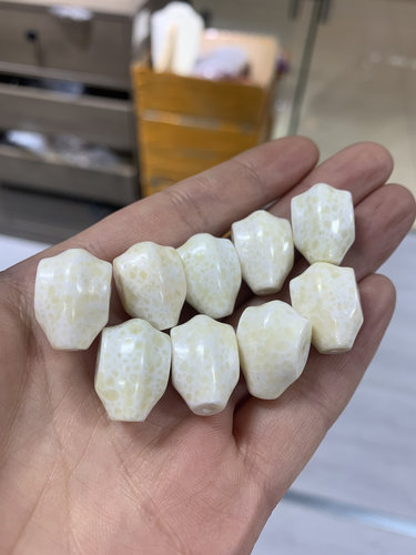 牙骨仿白虬角三通脑纹扎角文玩配饰藏式手串佛珠diy三通佛塔配件
