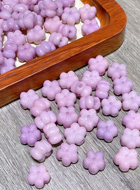 紫色菩提雕刻桂花瓣 手工串珠手链项链耳环diy文玩材料配件散珠