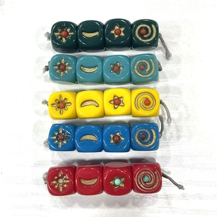 藏式文玩配饰雪巴琉璃日月星辰配珠佛珠手链diy腰珠顶珠背云南红