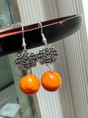 原创耳饰耳环女古风旗袍配饰纯银耳钉耳夹玉石耳坠