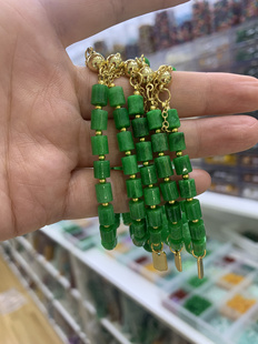 翡翠手链缅甸翡翠干青钱串子手链祖母绿平安扣手链 阳绿手链扣