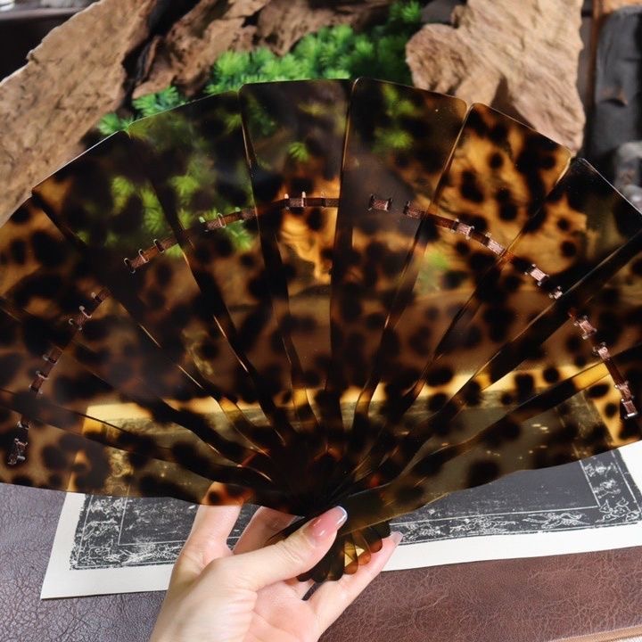 山龟壳花色扇子摆件满血文玩手把件复古工艺摆件饰品