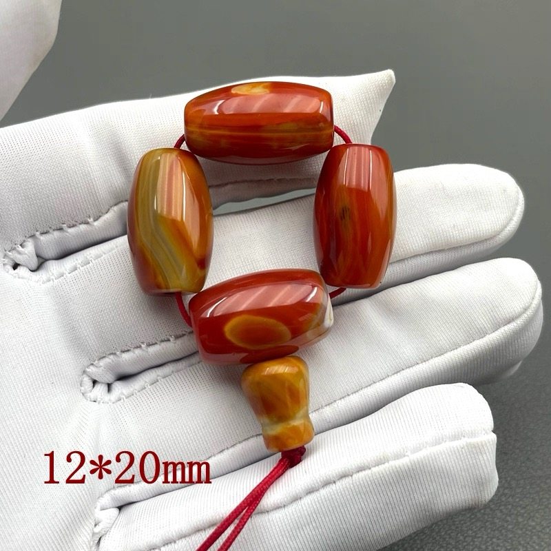 文玩玉石战国红玛瑙三通套装中国红水晶配饰手串佛珠顶珠腰珠隔珠