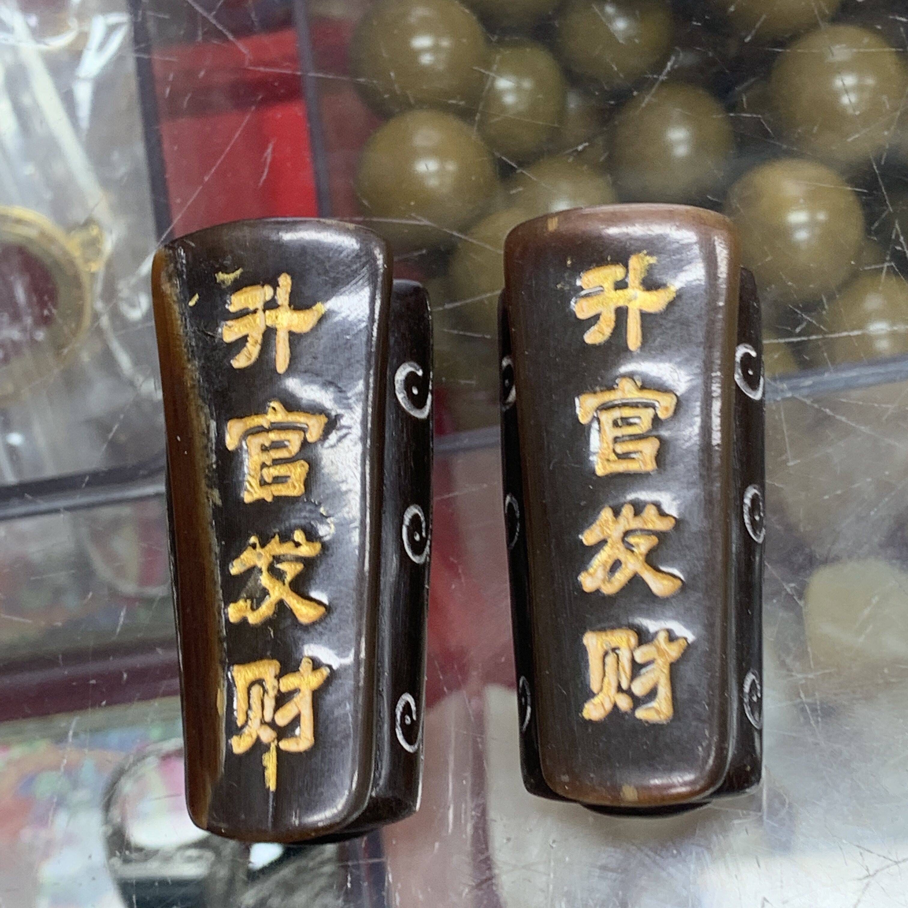 精品天然老牛角佛牌纯手工浮雕吊坠
