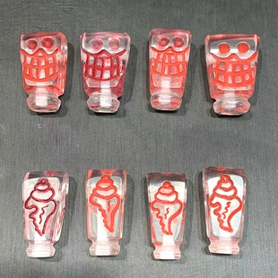 藏式文玩配件料器一体三通西藏民回流老物做旧阿呆法螺佛珠配饰