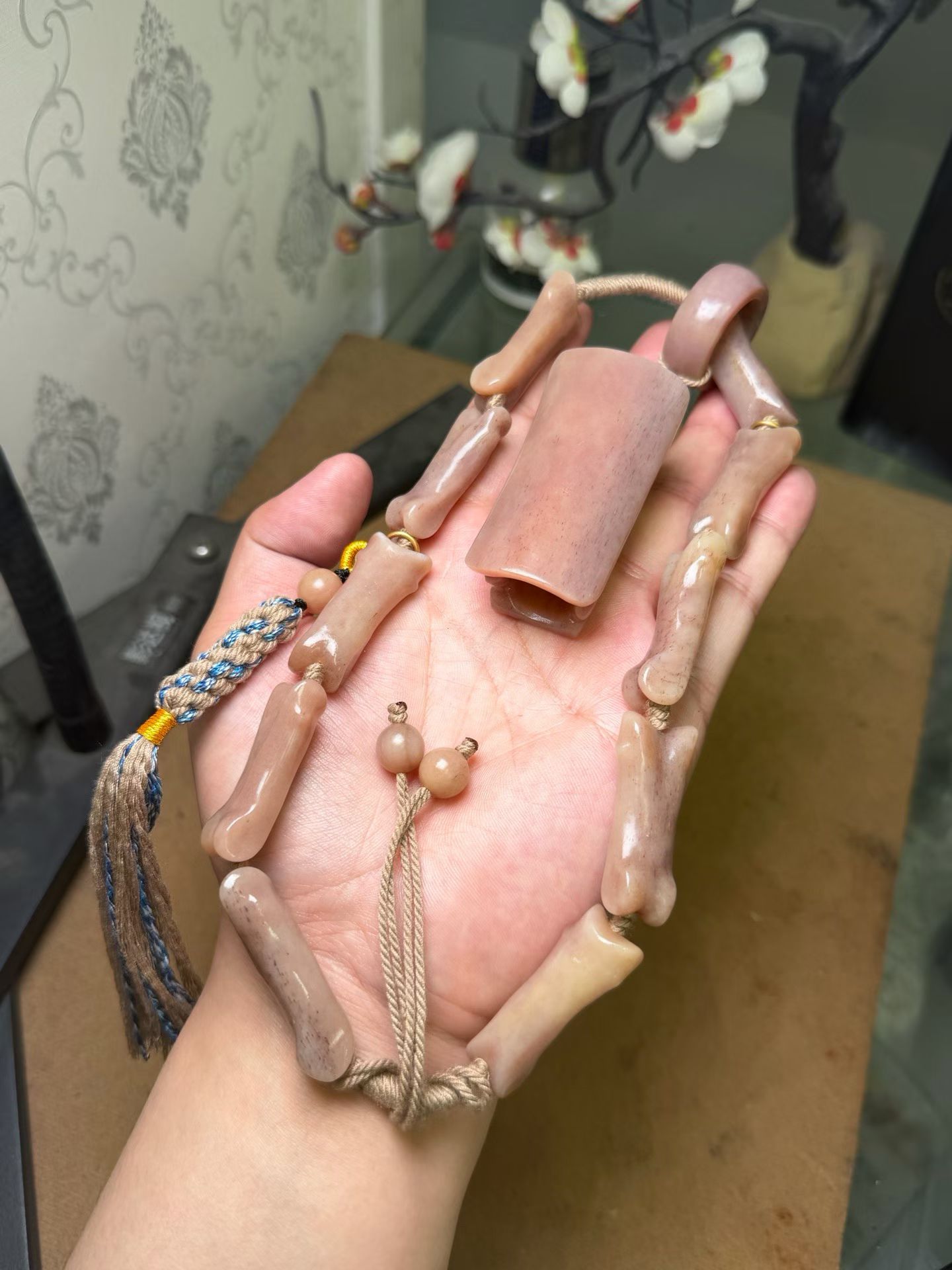 天然骆驼骨趾骨雕刻发财车挂手串满血蝌蚪文清晰手链女男士