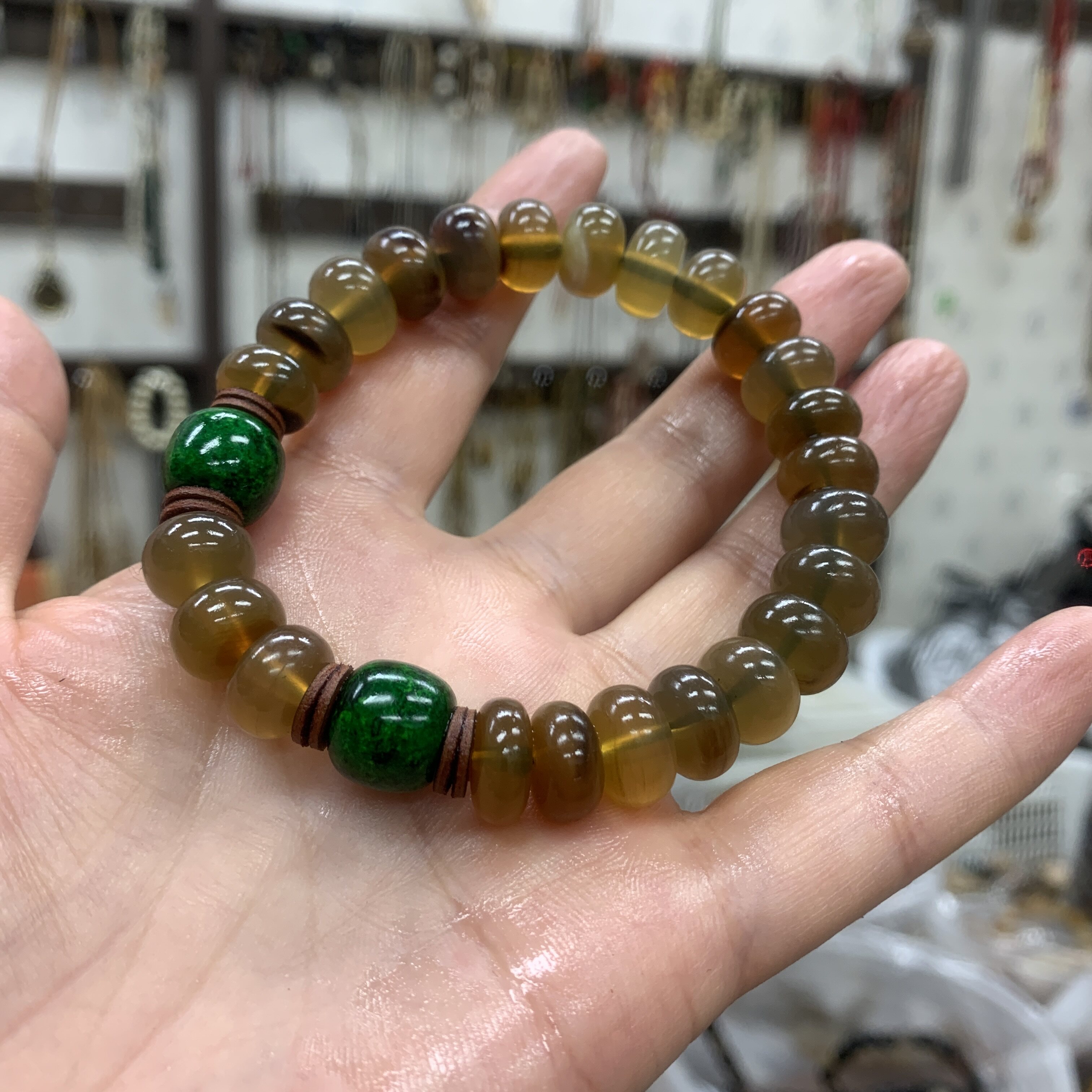 羊角雕刻单圈手链手工diy配件材料编绳项链挂件手链串珠