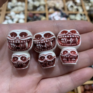 藏传回流驼骨阿呆做旧三通阿呆配饰 金刚星月菩提顶珠diy配件