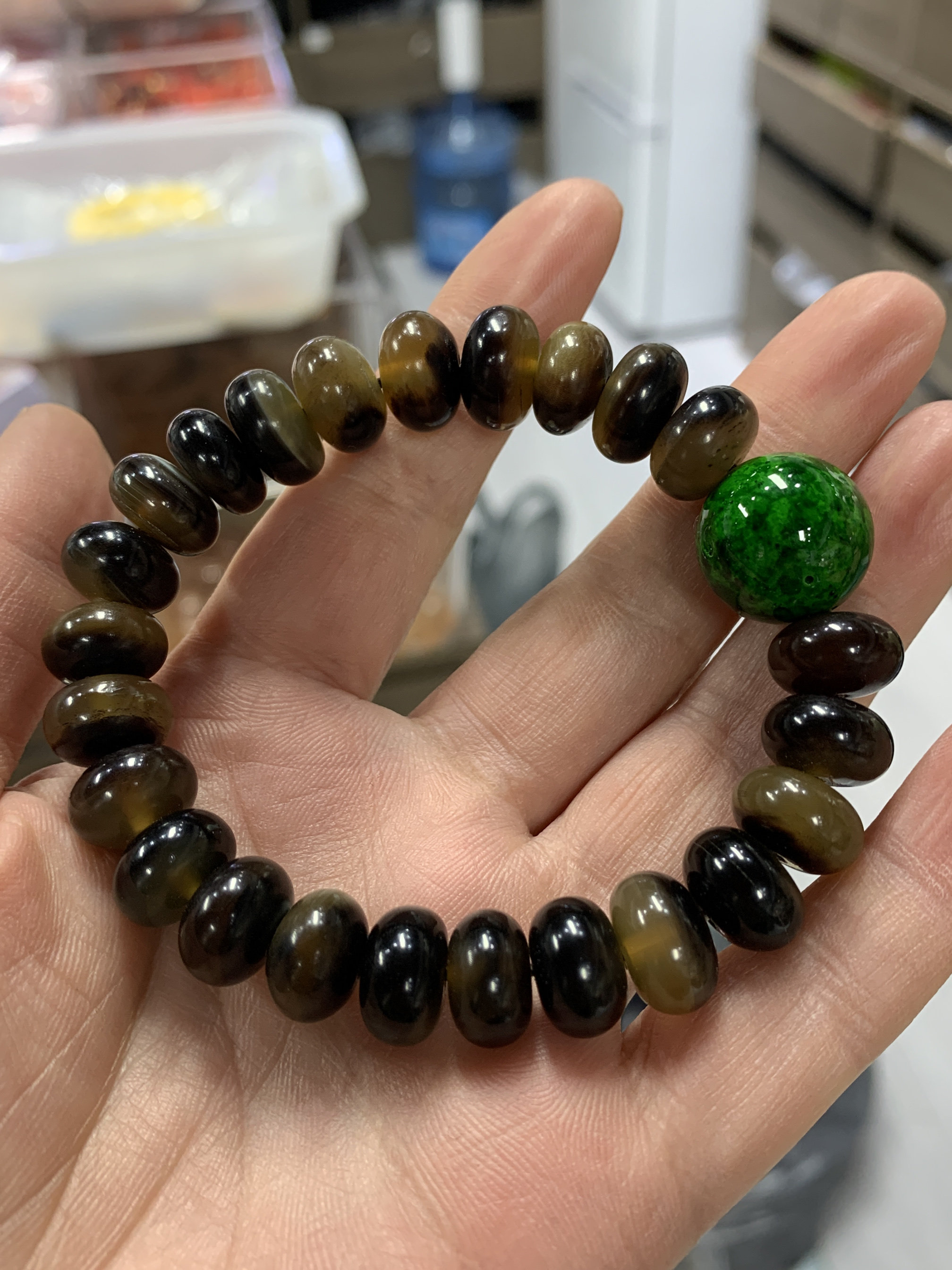 新款穿山龟色手串民族风手串素串算盘珠隔珠盘玩高油