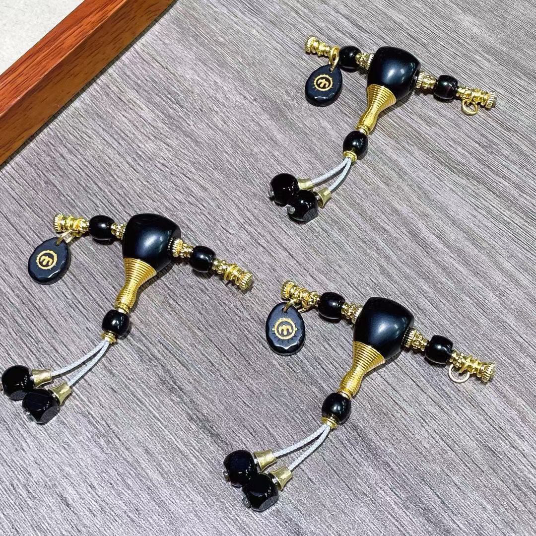 藏式黑曜石三通套装万能轴弟子diy水晶菩提香籽文玩佛珠配饰材料