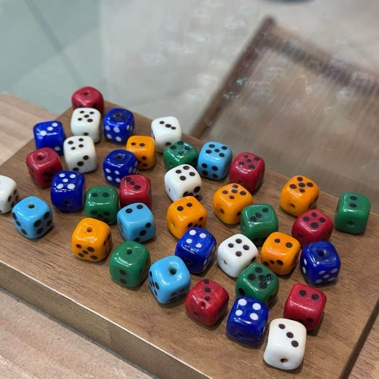 尼泊尔老琉璃骰子配珠散珠顶珠手工珠手串佛珠DIY风格随机发