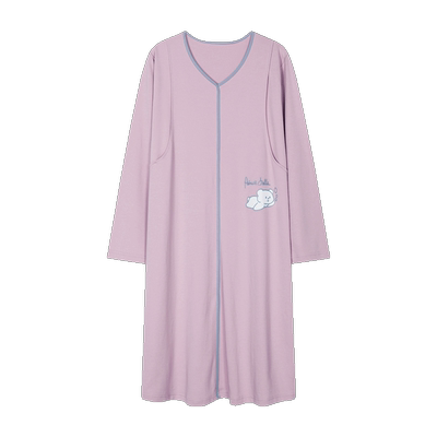 猫人纯棉孕妇睡裙带胸垫月子服