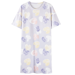 猫人纯棉睡裙夏季女款2024新款带睡衣带胸垫一体夏天短袖家居服