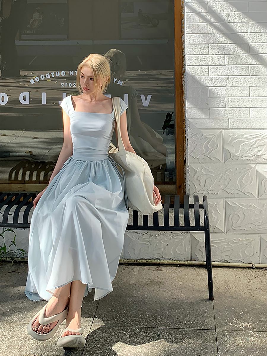 leinni极简白色连衣裙