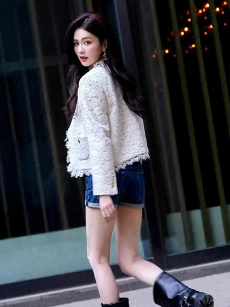 白鹿baby郑书意同款蕾丝小外套