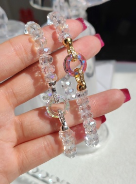 原创手作施家甜甜圈天使环水晶手链可换甜甜圈闺蜜礼物