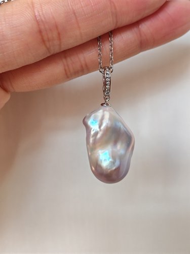 莫奈紫巴洛克鱼尾吊坠项链女款送闺蜜礼物背后有瑕孤品特价