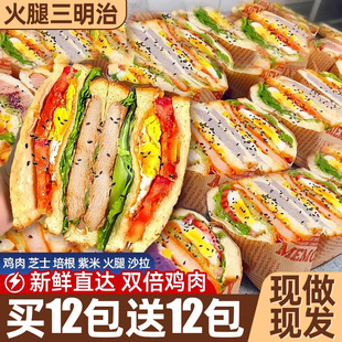 三明治早餐面包整箱懒人速食肉松充饥鸡肉芝士夹心吐司零食品批发