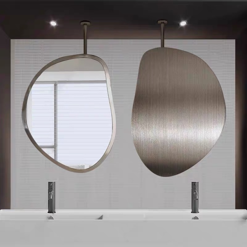 吊杆悬空镜子芒果形吊镜天花板吊镜卫生间吊挂镜浴室化妆镜装饰镜