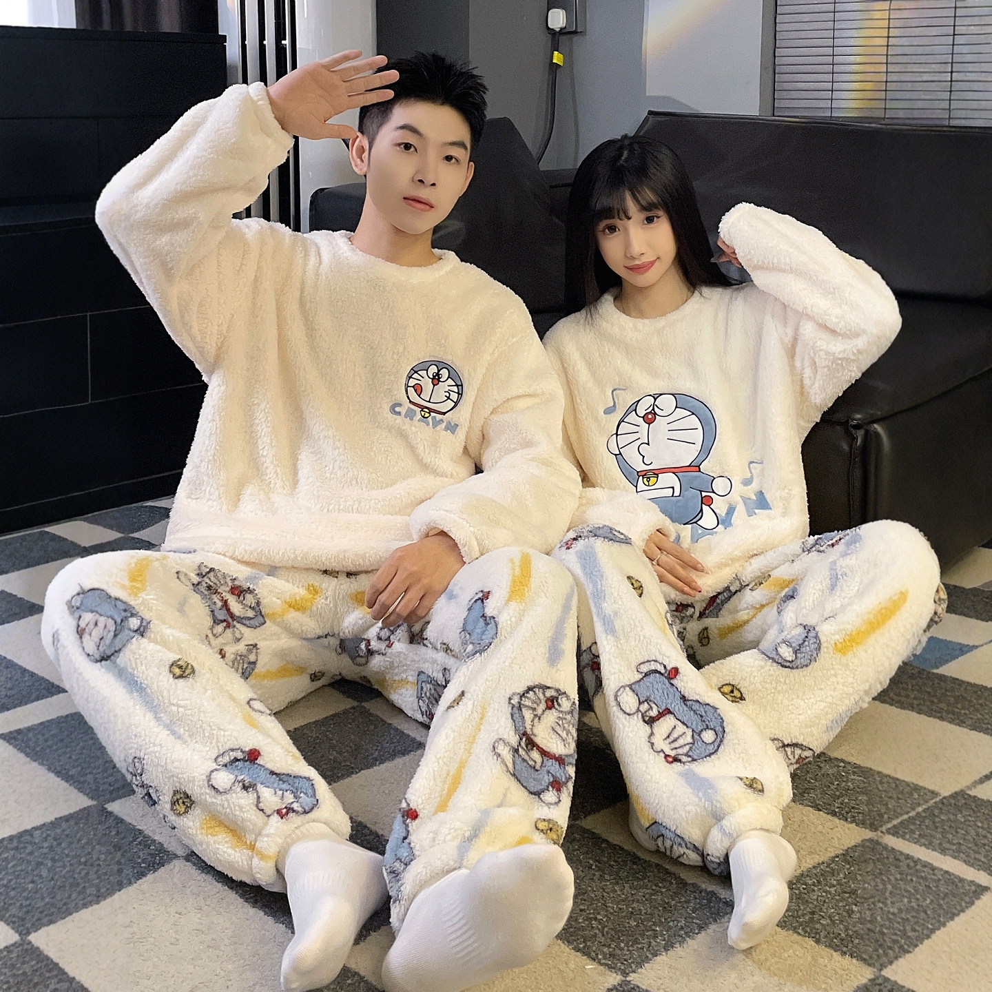 珊瑚绒情侣睡衣男女加厚款家居服