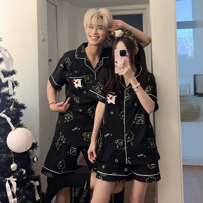 可爱纯棉情侣装夏季睡衣套装