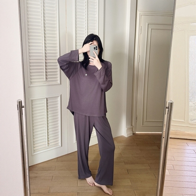 莫代尔纯棉长袖春秋季套装家居服